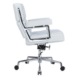 Lobby brown color swivel Brown leather chair (Color: White)
