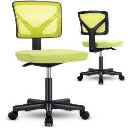 Sweetcrispy Armless Desk Chair Small Home Office Chair with Lumbar Support (Color: as Pic)
