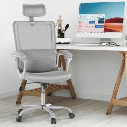Sweetcrispy Ergonomic Office Chair High Back Mesh Gaming Desk Chair with Adjustable Headrest and Lumbar Support (Color: as Pic)