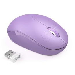 2.4G Wireless Mouse for Laptop Desktop Silent Mouses Portable Mute Mice for Notebook Mini Mouse Computer 1600 DPI Mause (Ships From: China, Color: Purple)