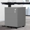2 Drawer Mobile File Cabinet with Lock Metal Filing Cabinet for Legal/Letter/A4/F4 Size; Fully Assembled Include Wheels; Home/Office Design; Grey