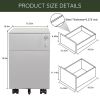 2 Drawer Mobile File Cabinet with Lock Metal Filing Cabinet for Legal/Letter/A4/F4 Size; Fully Assembled Include Wheels; Home/Office Design; Grey