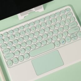 Wireless Bluetooth Keyboard with Touchpad for iPad Keybaord iPhone Samsung Galaxy Xiaomi Huawei Microsoft Surface HP (Axis Body: Brown Switch, Color: green round)