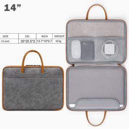 13.3/14/15.6 Inch Laptop Bag, Waterproof Sleeve Case, Men Women Briefcase With Organizer (Color: Grey-brown, size: 14")