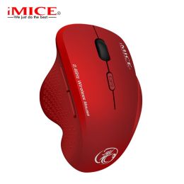 Ergonomic Mouse Wireless Mouse Computer Mouse For PC Laptop 2.4Ghz USB Mini Mause 1600 DPI 6 buttons Optical Mice (Ships From: China, Color: Red Mouse)