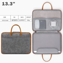 13.3/14/15.6 Inch Laptop Bag, Waterproof Sleeve Case, Men Women Briefcase With Organizer (Color: Grey-brown, size: 13-13.3")