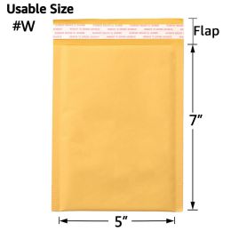 Kraft Bubble Mailers, Yellow Padded Envelope (Qty: 25Pcs, size: #W (5" x 7"))
