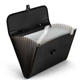 13-Grid A4 Multi-Layer Waterproof Office Handbag - Perfect for Organizing Your Documents & Data (Color: black)