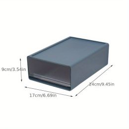 1pc Transparent Desktop Storage Box, Drawer Type Office Document Organizers, Stackable Storage Boxes, Bedroom Study Storage Cabinet (Model: Small, Color: Blue)