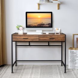 Old Wood Table with Two Small Drawers and Two Large Drawers ,Computer Desk  Used For Study Desk XH (size: 106*50*75cm)