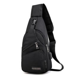 Men's simple sport Oxford One Shoulder Bag and Cross Body Bag (Color: black)