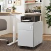 2 Drawer Mobile File Cabinet with Lock Metal Filing Cabinet for Legal/Letter/A4/F4 Size; Fully Assembled Include Wheels; Home/Office Design; Grey