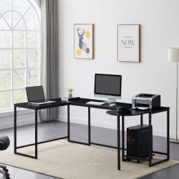 U-shaped Computer Desk;  Industrial Corner Writing Desk with CPU Stand;  Gaming Table Workstation Desk for Home Office (Color: black)
