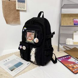 Women's Travel Backpack Women's Multi-Pocket Waterproof College School Bag Transparent Bag Large Capacity Laptop Backpack Reinforcement (Color: black)