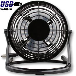 USB Silent Fan Desk Cooler for Laptop Notebook Desktop PC Ofiice Summer Cooling Fan 4 Blades Rotatable USB Mini desk Fans Socket (Color: black)