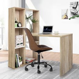 2 in 1 computer desk/ L-shape Desktop with shelves (Material: MDF, Color: OAK)